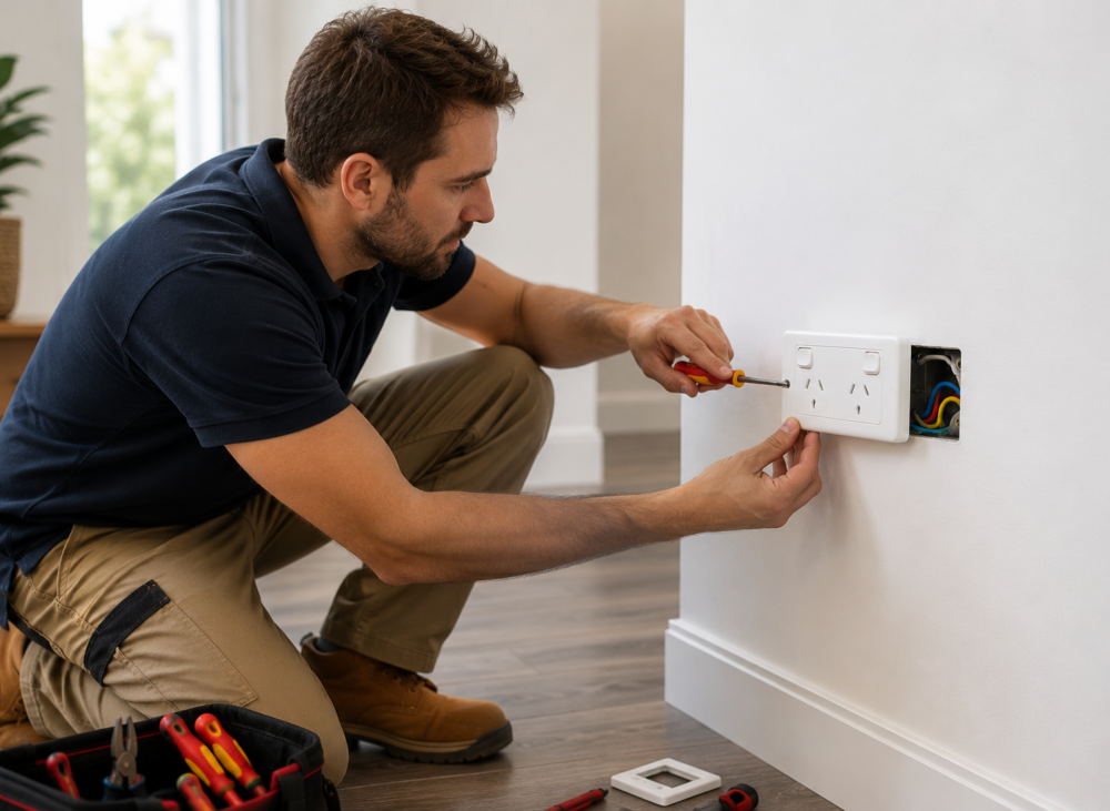 Commercial electrician in Sydney working on electrical systems for a business