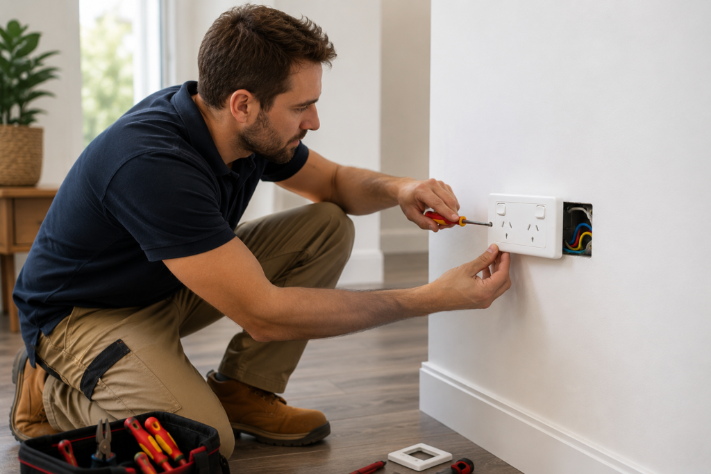 Commercial electrician in Sydney working on electrical systems for a business