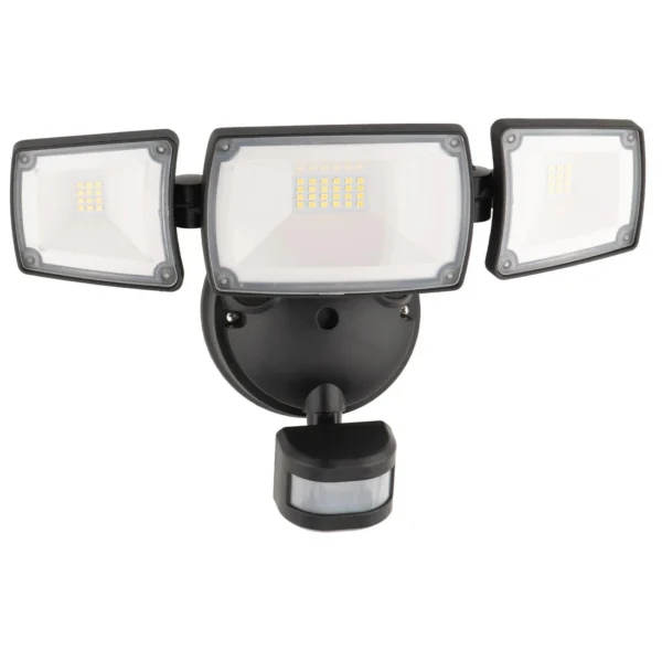 Mercator Onyx Triple Head LED Security Flood Light with PIR Sensor